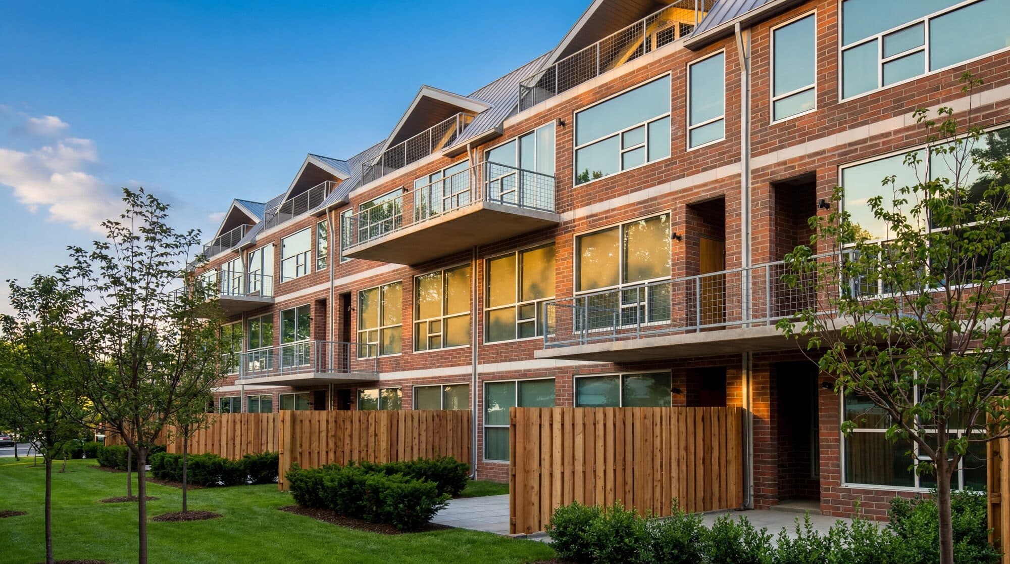 300 Hamilton rear view with residential balconies overlooking the neighborhood